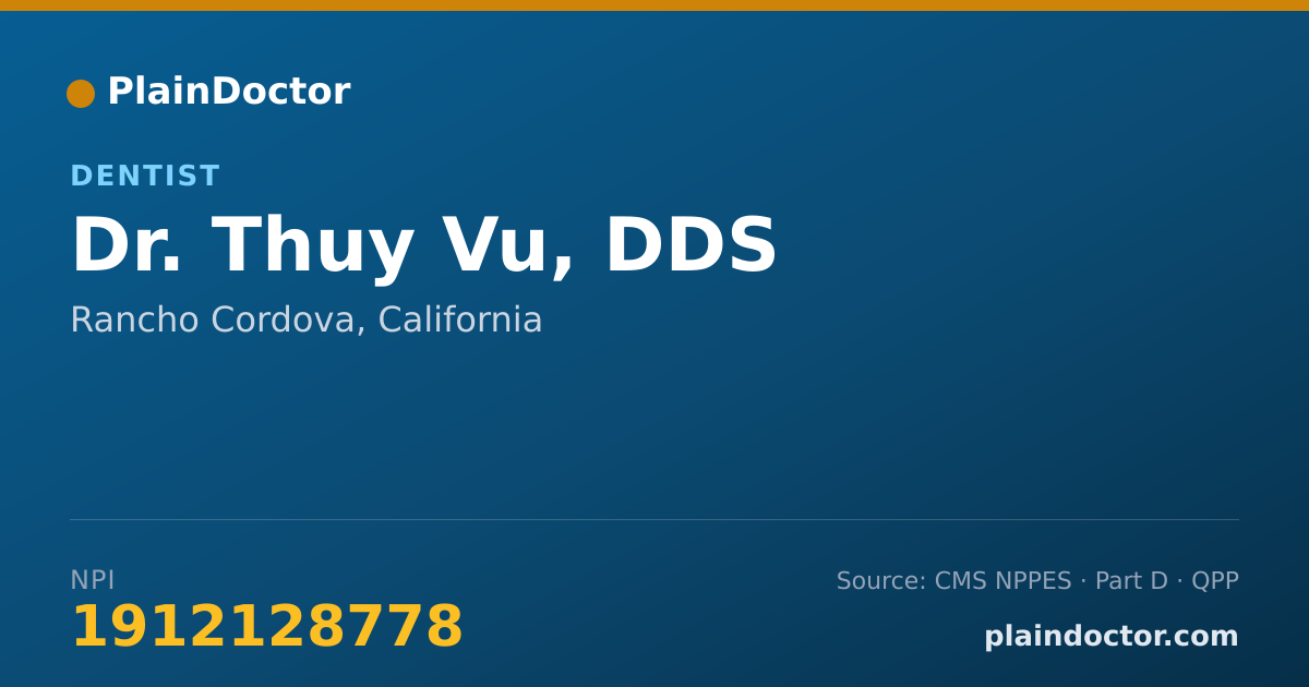 Shareable card for Thuy Vu, DDS - Dentist, Rancho Cordova, CA