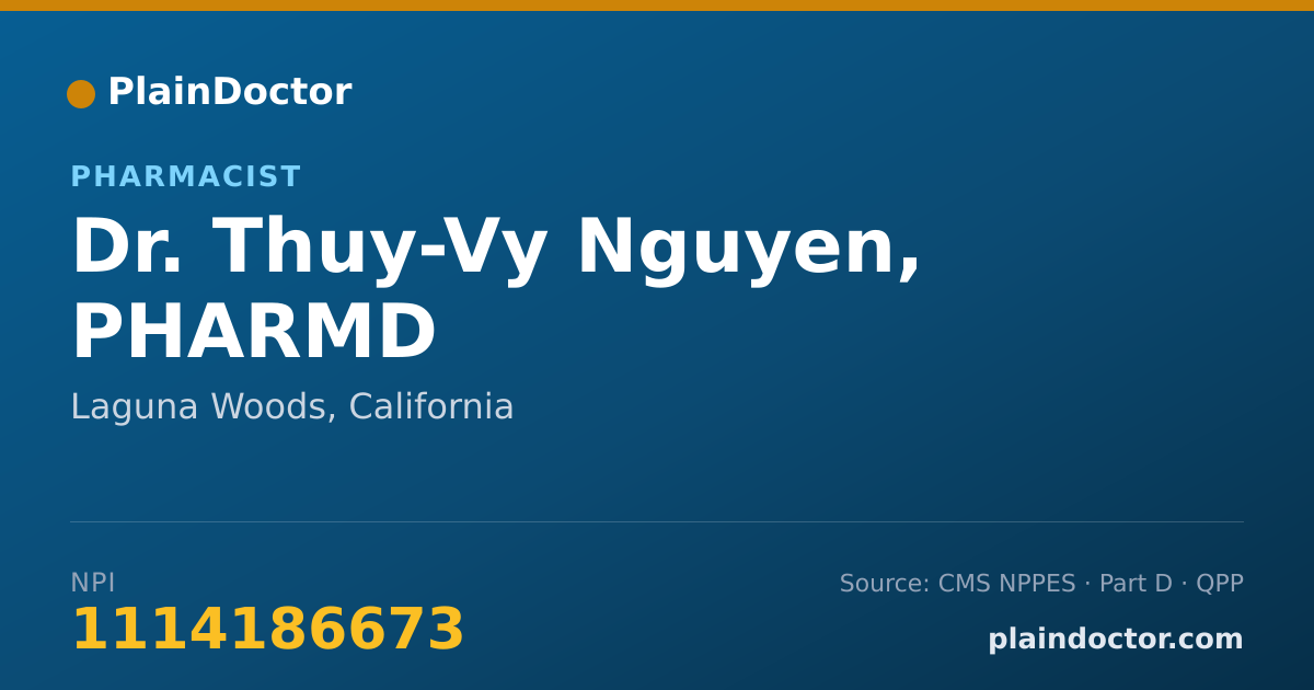 Shareable card for Thuy-Vy Nguyen, PHARMD - Pharmacist, Laguna Woods, CA