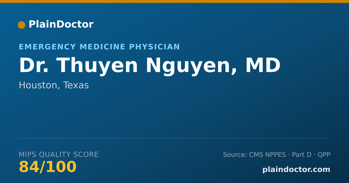 Shareable card for Thuyen Nguyen, MD - Emergency Medicine Physician, Houston, TX