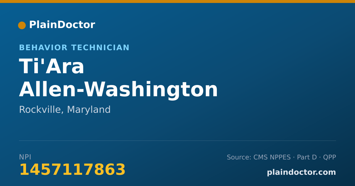 Shareable card for Ti'Ara Allen-Washington - Behavior Technician, Rockville, MD