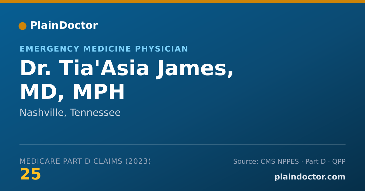 Shareable card for Tia'Asia James, MD, MPH - Emergency Medicine Physician, Nashville, TN