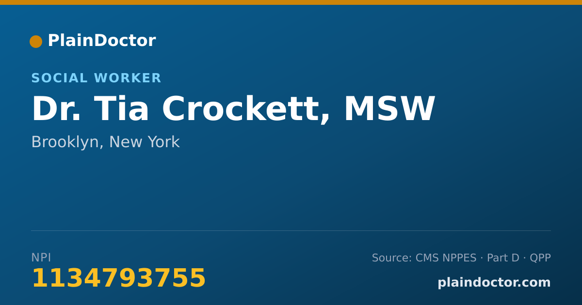 Shareable card for Tia Crockett, MSW - Social Worker, Brooklyn, NY