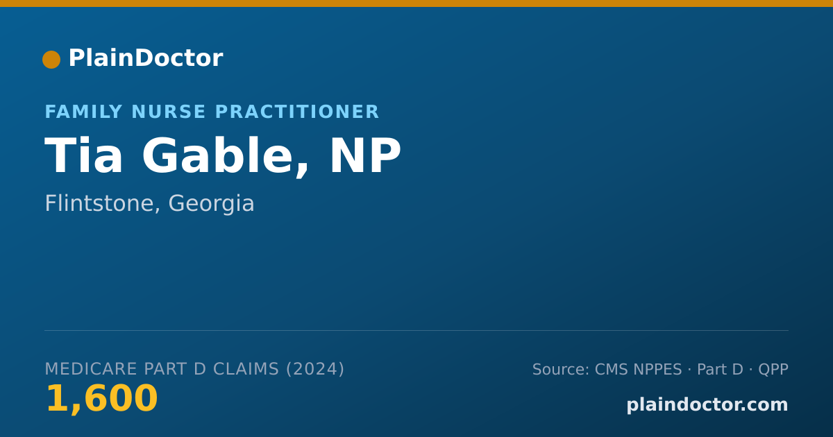 Shareable card for Tia Gable, NP - Family Nurse Practitioner, Flintstone, GA