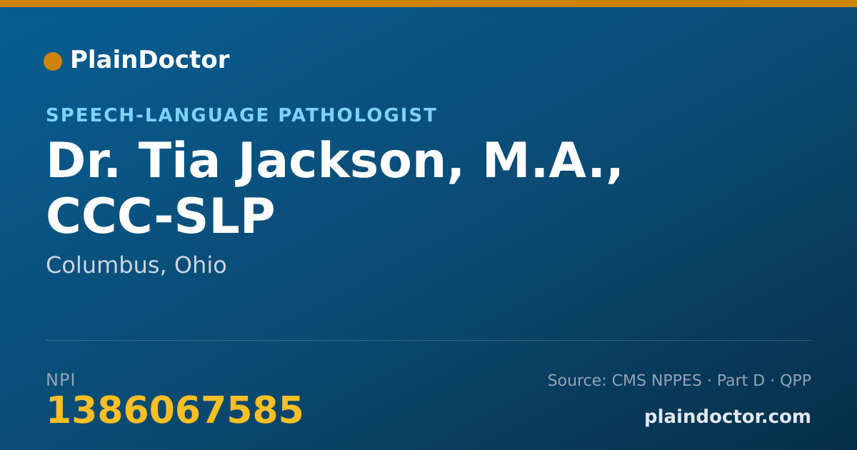 Shareable card for Tia Jackson, M.A., CCC-SLP - Speech-Language Pathologist, Columbus, OH