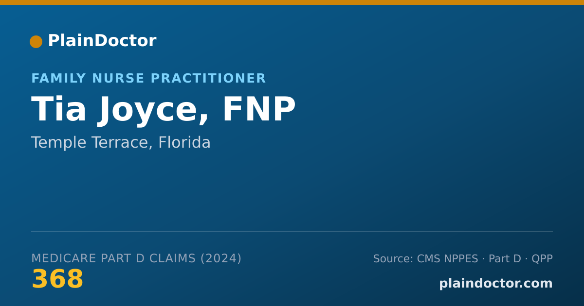 Shareable card for Tia Joyce, FNP - Family Nurse Practitioner, Temple Terrace, FL