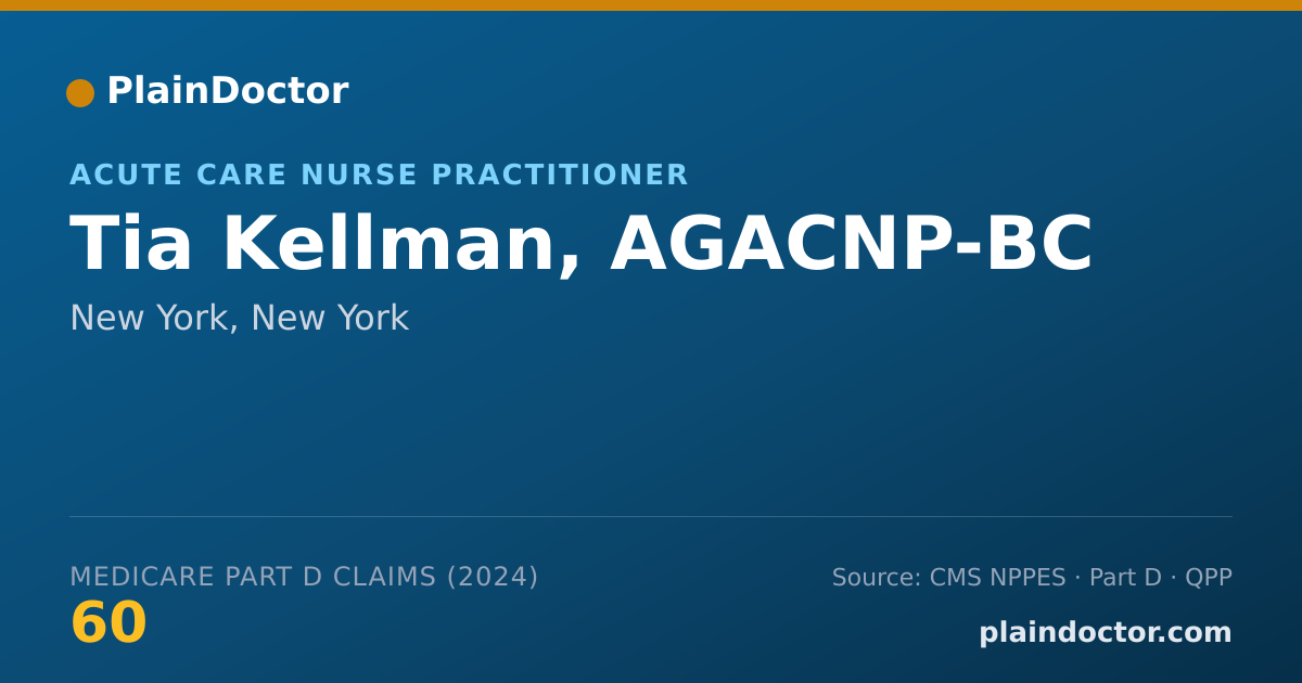 Shareable card for Tia Kellman, AGACNP-BC - Acute Care Nurse Practitioner, New York, NY