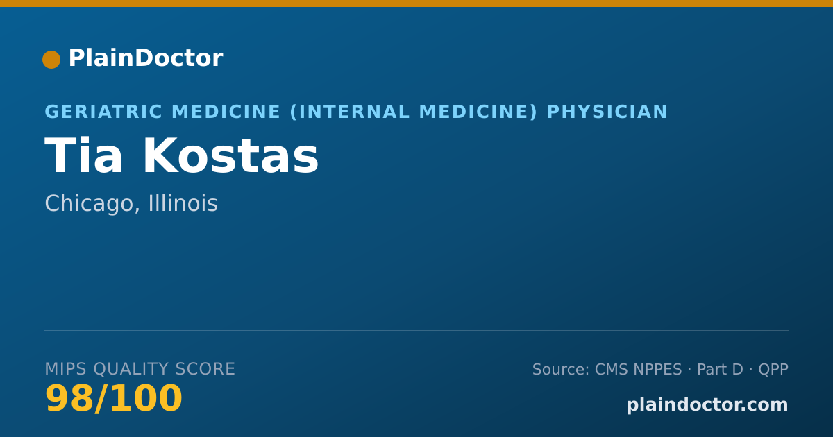 Shareable card for Tia Kostas - Geriatric Medicine (Internal Medicine) Physician, Chicago, IL