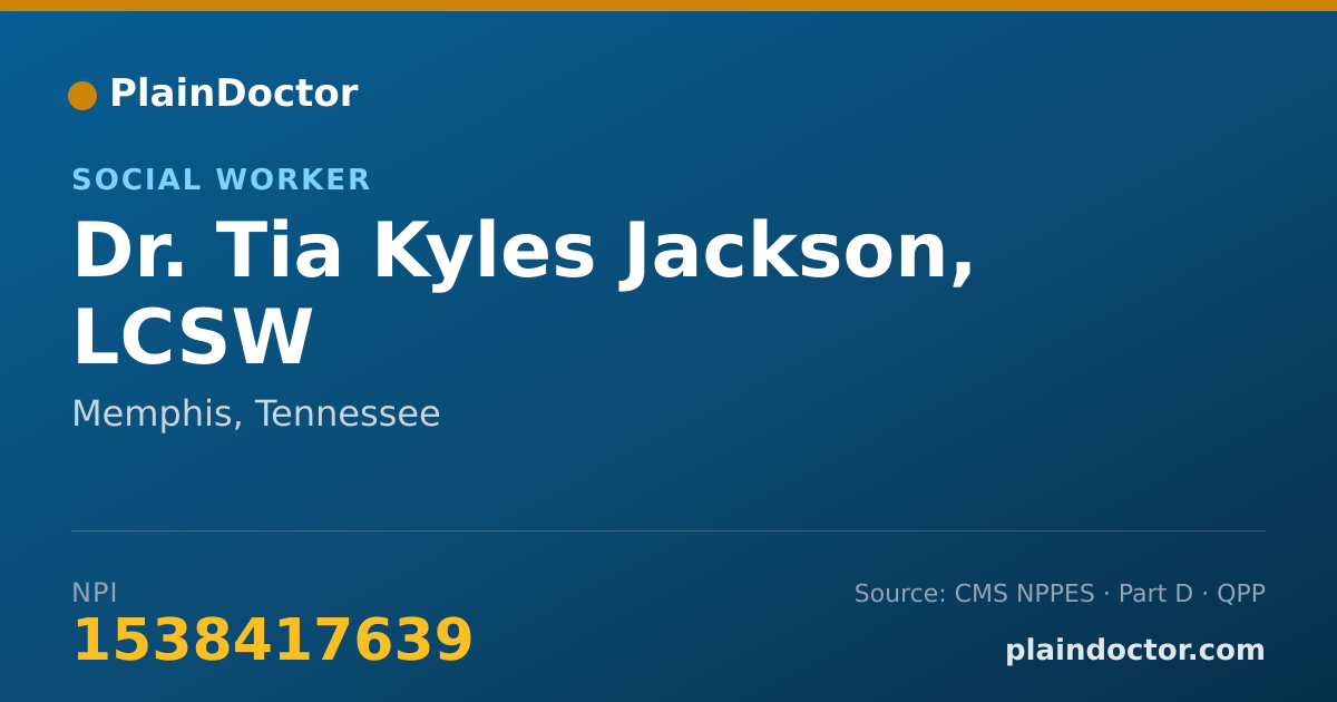 Shareable card for Tia Kyles Jackson, LCSW - Social Worker, Memphis, TN