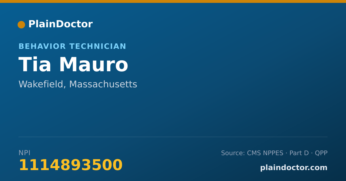 Shareable card for Tia Mauro - Behavior Technician, Wakefield, MA