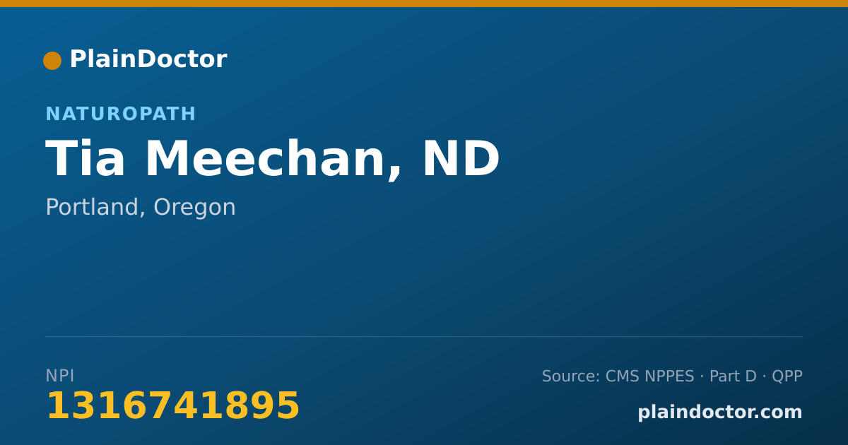 Shareable card for Tia Meechan, ND - Naturopath, Portland, OR