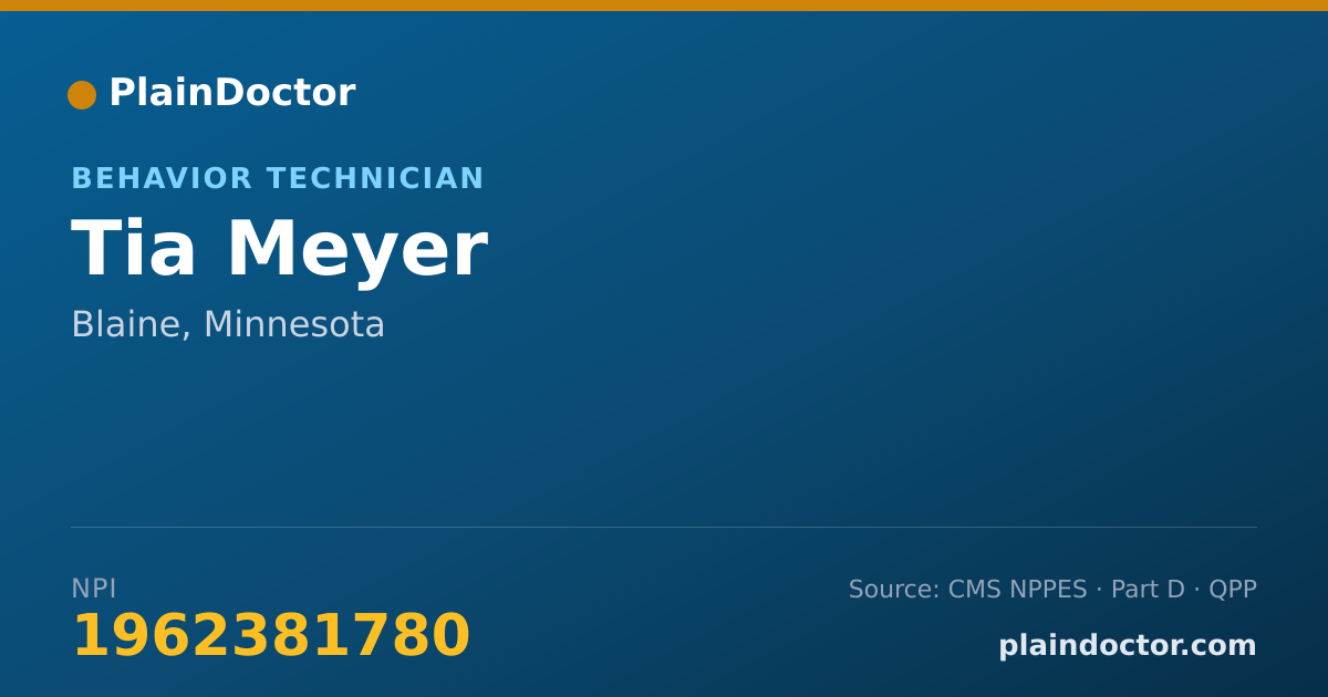 Shareable card for Tia Meyer - Behavior Technician, Blaine, MN