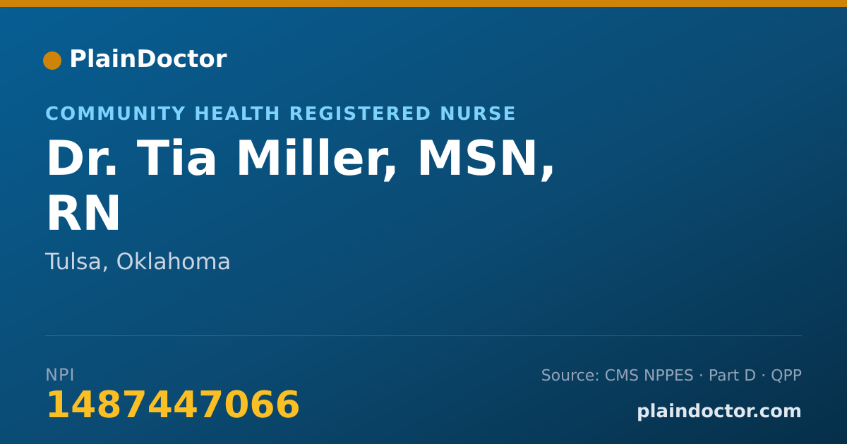 Shareable card for Tia Miller, MSN, RN - Community Health Registered Nurse, Tulsa, OK