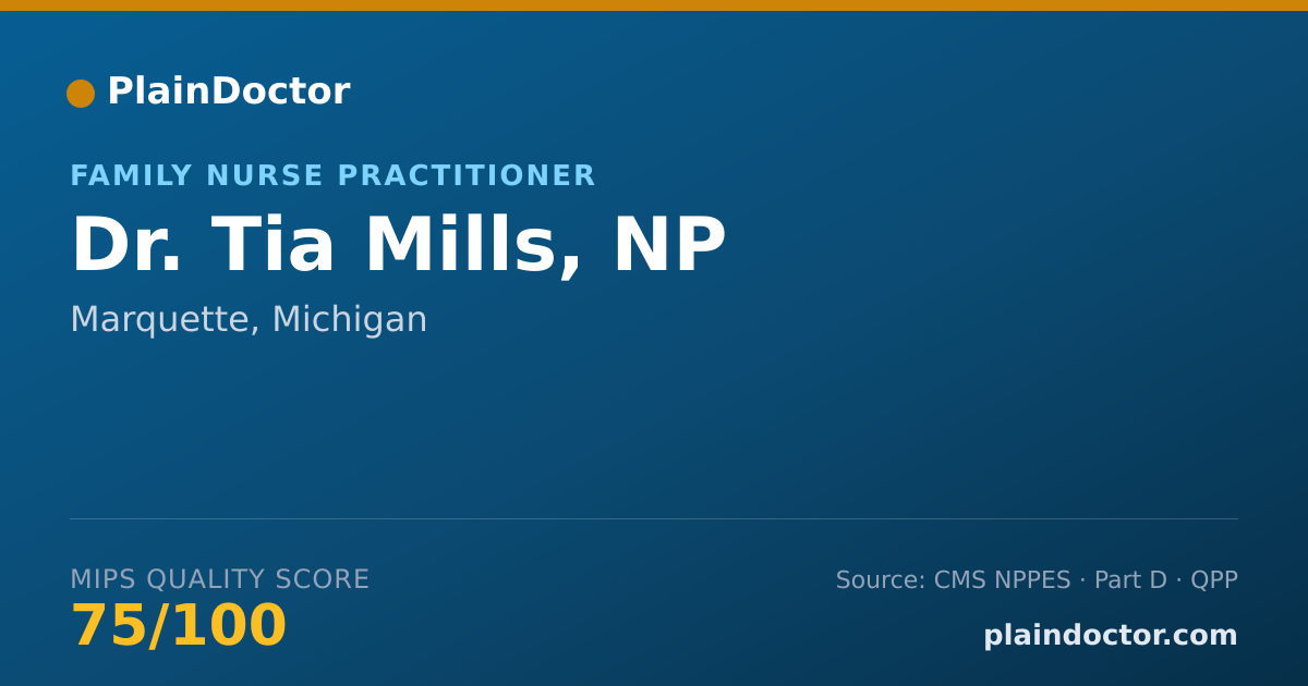 Shareable card for Tia Mills, NP - Family Nurse Practitioner, Marquette, MI
