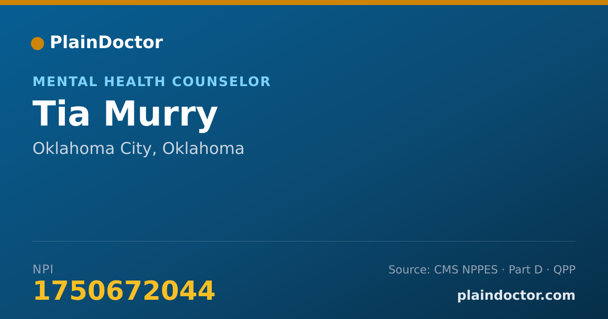 Shareable card for Tia Murry - Mental Health Counselor, Oklahoma City, OK