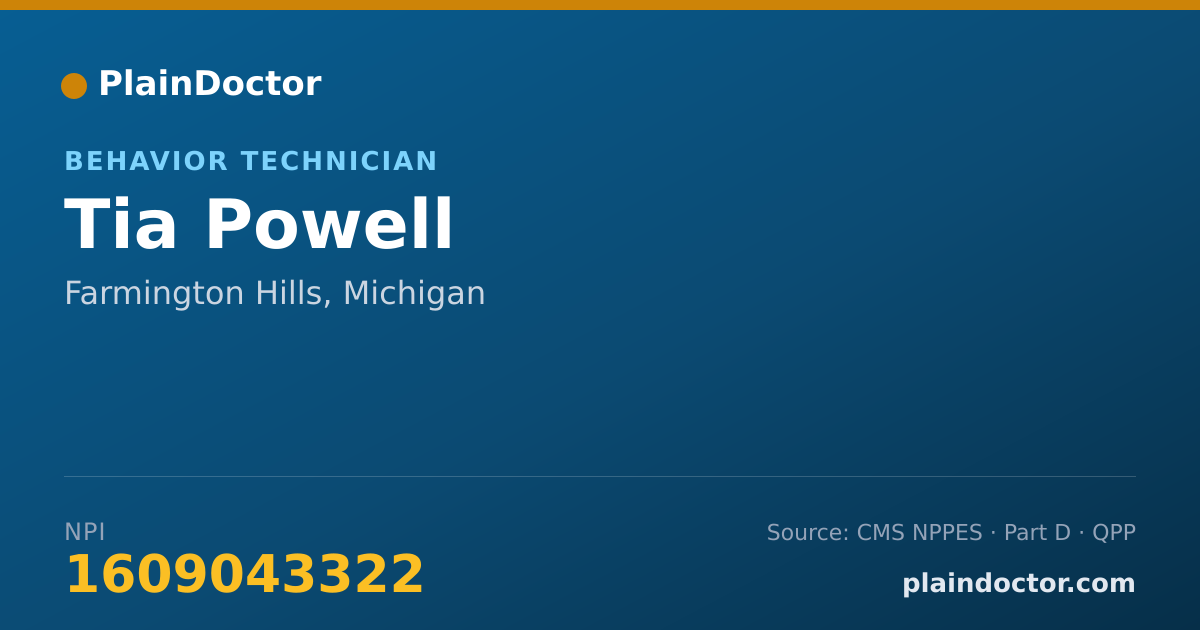 Shareable card for Tia Powell - Behavior Technician, Farmington Hills, MI