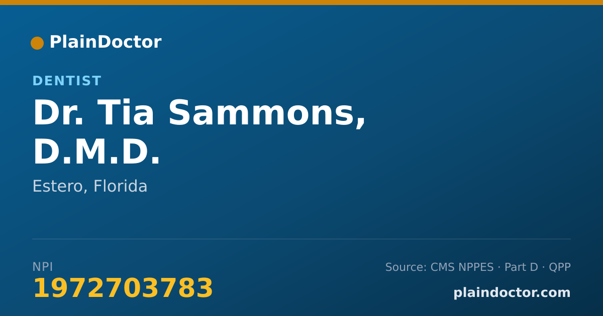Shareable card for Tia Sammons, D.M.D. - Dentist, Estero, FL