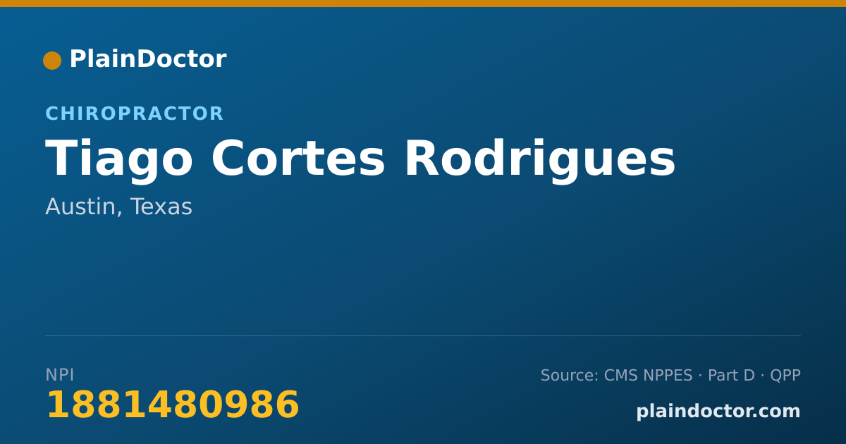 Shareable card for Tiago Cortes Rodrigues - Chiropractor, Austin, TX