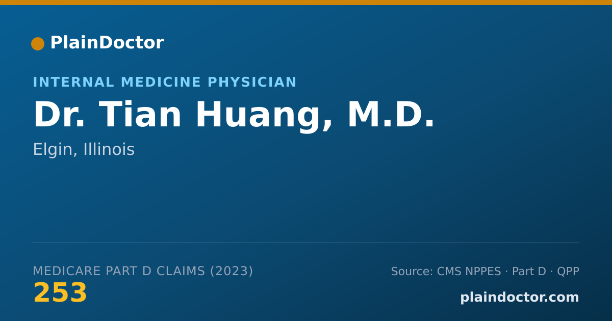 Shareable card for Tian Huang, M.D. - Internal Medicine Physician, Elgin, IL