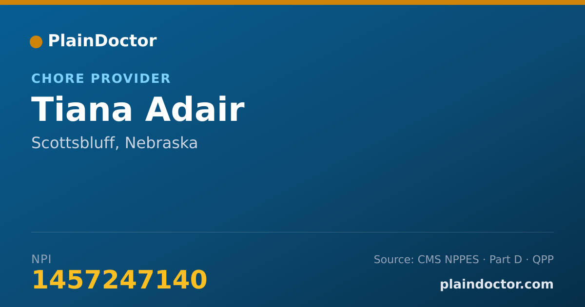 Shareable card for Tiana Adair - Chore Provider, Scottsbluff, NE