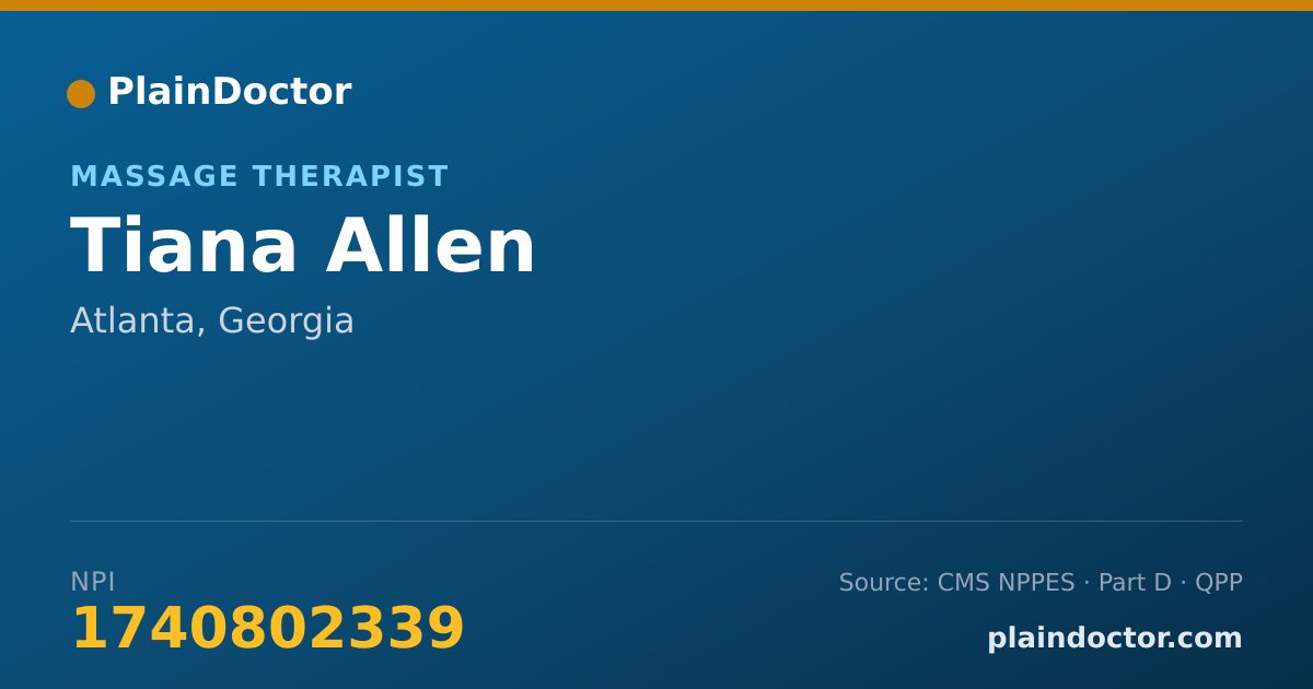Shareable card for Tiana Allen - Massage Therapist, Atlanta, GA