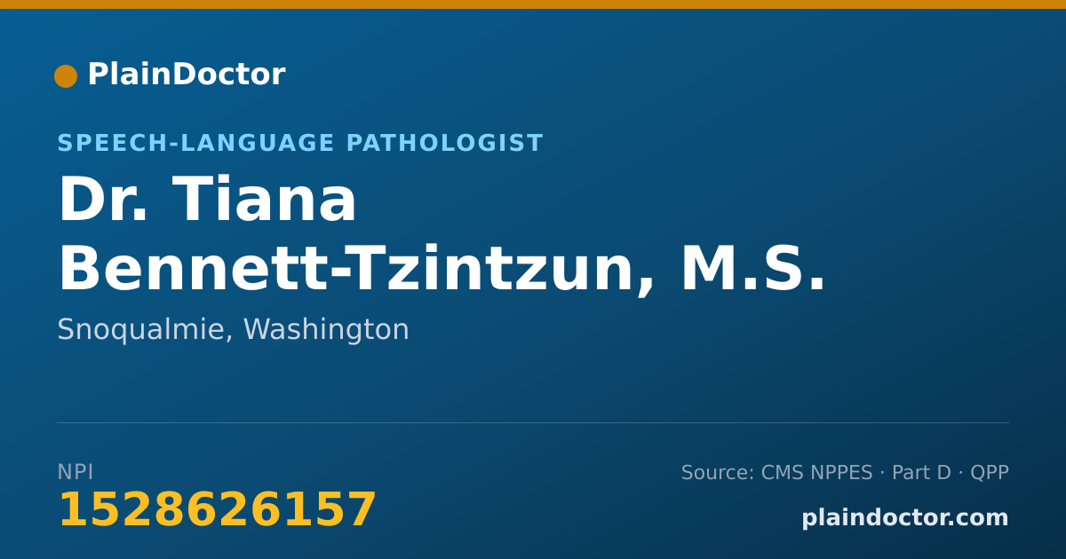 Shareable card for Tiana Bennett-Tzintzun, M.S. CCC-SLP - Speech-Language Pathologist, Snoqualmie, WA