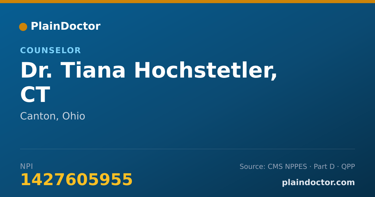 Shareable card for Tiana Hochstetler, CT - Counselor, Canton, OH