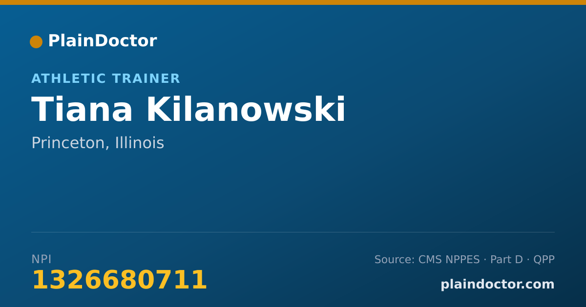 Shareable card for Tiana Kilanowski - Athletic Trainer, Princeton, IL