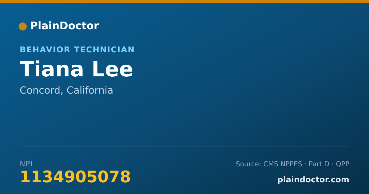 Shareable card for Tiana Lee - Behavior Technician, Concord, CA