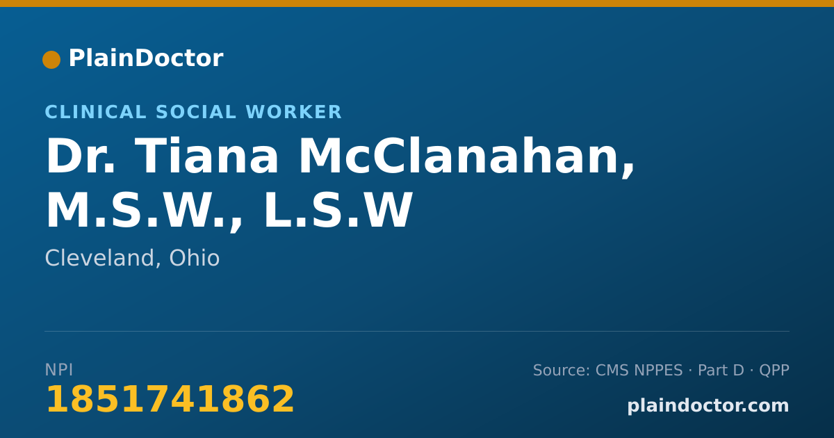 Shareable card for Tiana McClanahan, M.S.W., L.S.W - Clinical Social Worker, Cleveland, OH
