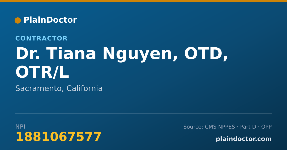 Shareable card for Tiana Nguyen, OTD, OTR/L - Contractor, Sacramento, CA