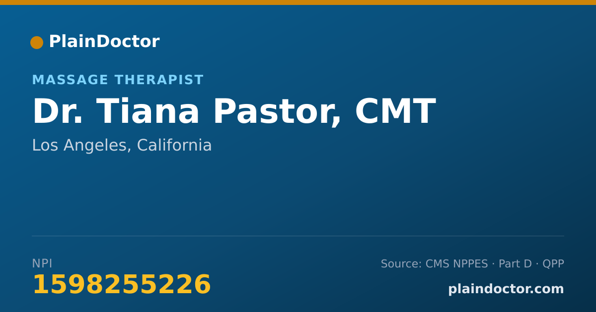Shareable card for Tiana Pastor, CMT - Massage Therapist, Los Angeles, CA