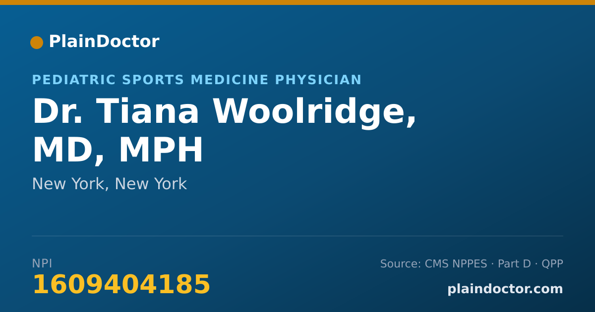Shareable card for Tiana Woolridge, MD, MPH - Pediatric Sports Medicine Physician, New York, NY