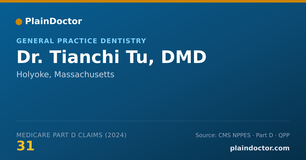 Shareable card for Tianchi Tu, DMD - Dentist, Holyoke, MA