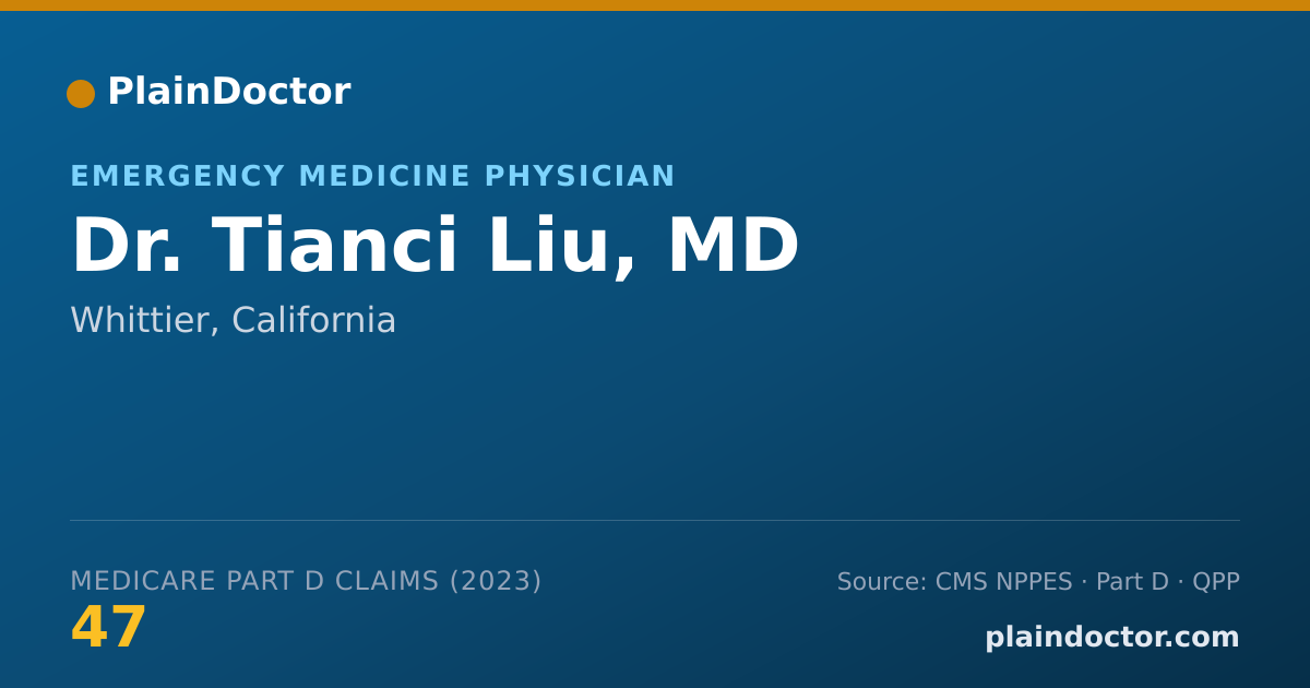 Shareable card for Tianci Liu, MD - Emergency Medicine Physician, Whittier, CA