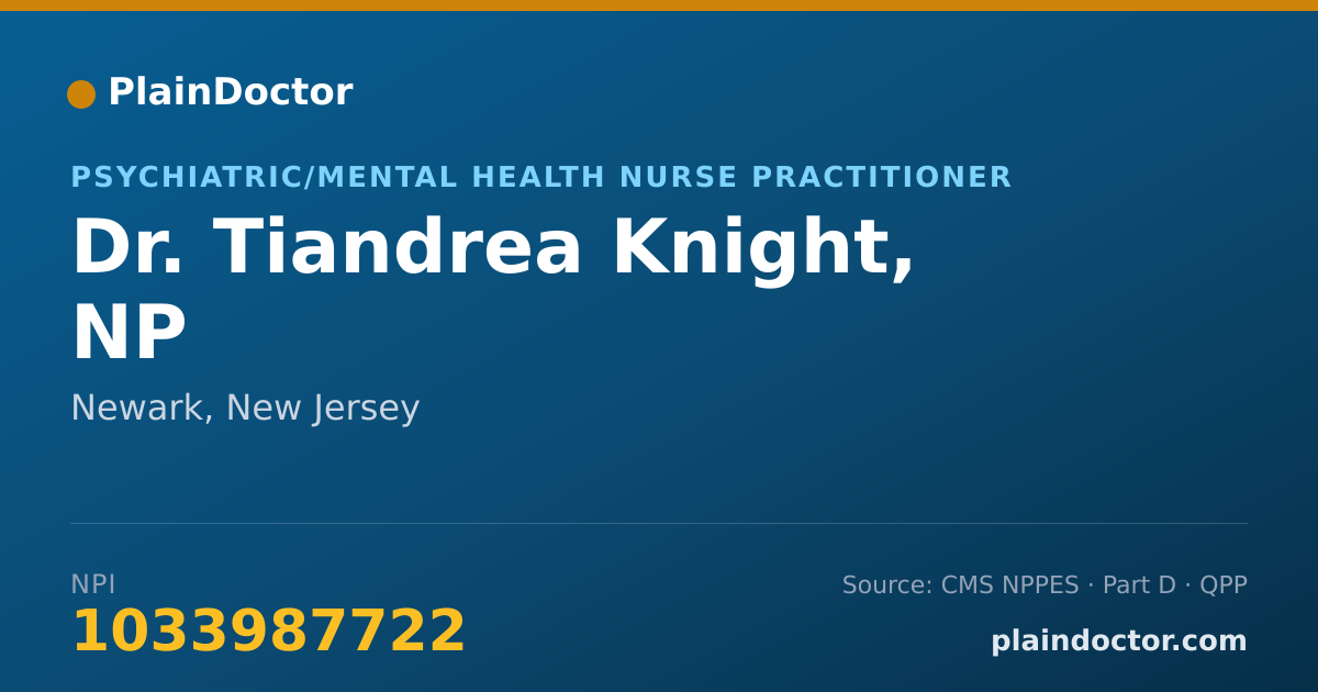 Shareable card for Tiandrea Knight, NP - Psychiatric/Mental Health Nurse Practitioner, Newark, NJ