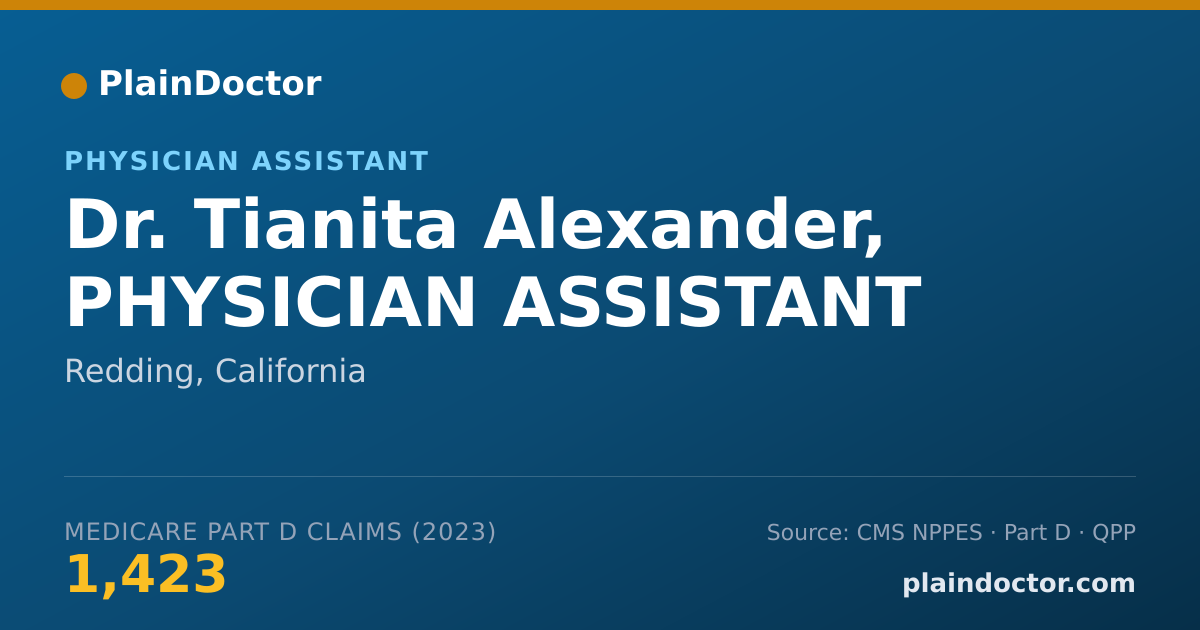 Shareable card for Tianita Alexander, PHYSICIAN ASSISTANT - Physician Assistant, Redding, CA