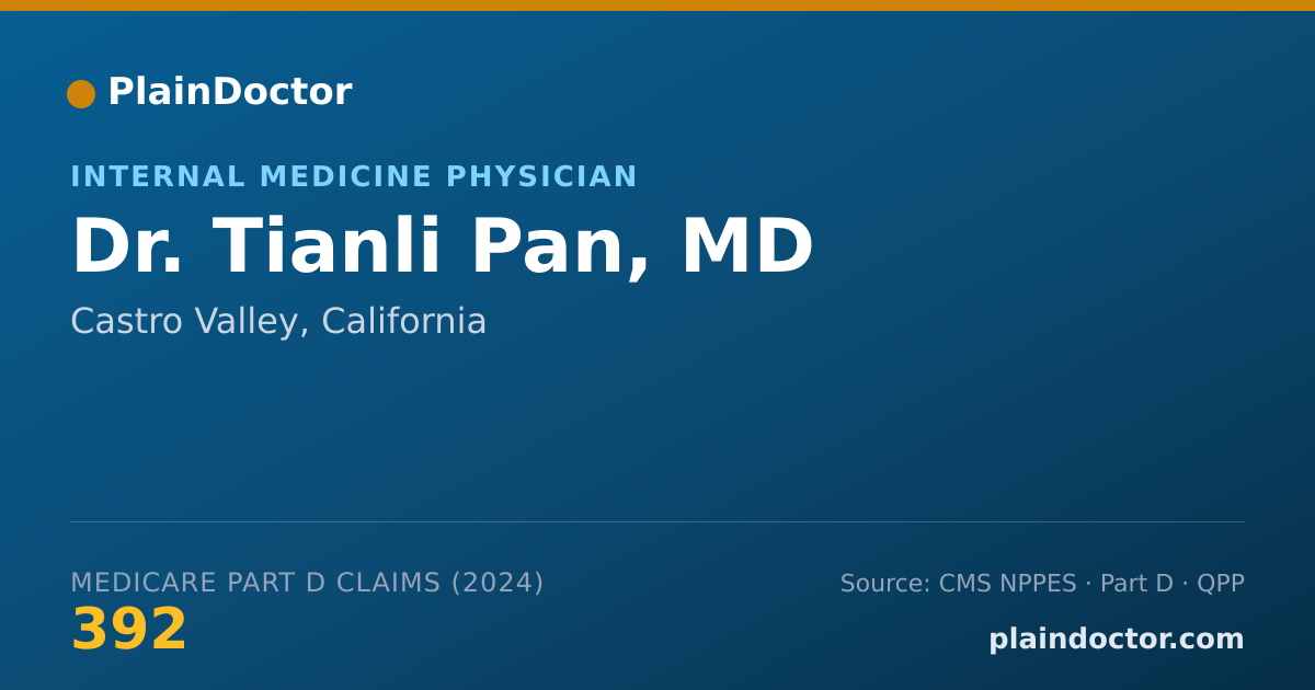 Shareable card for Tianli Pan, MD - Internal Medicine Physician, Castro Valley, CA