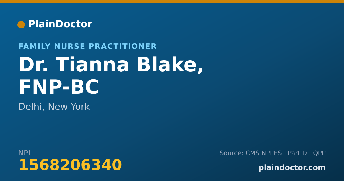 Shareable card for Tianna Blake, FNP-BC - Family Nurse Practitioner, Delhi, NY