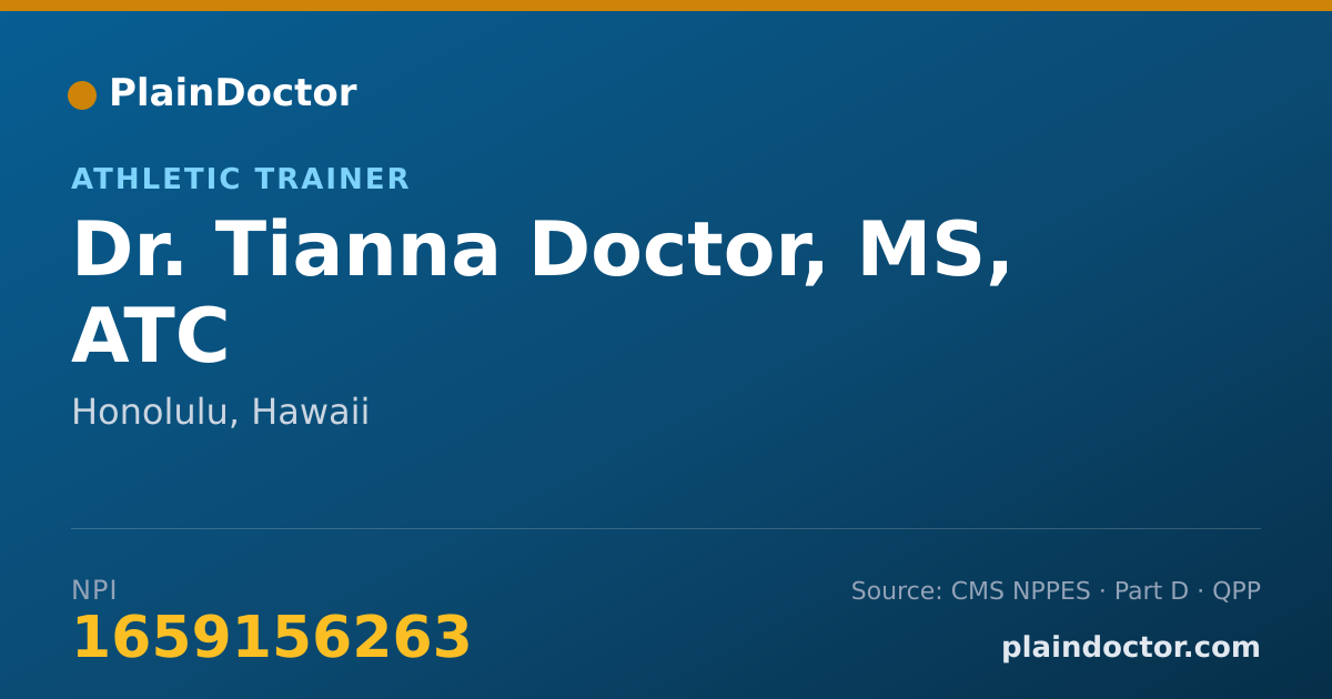 Shareable card for Tianna Doctor, MS, ATC - Athletic Trainer, Honolulu, HI