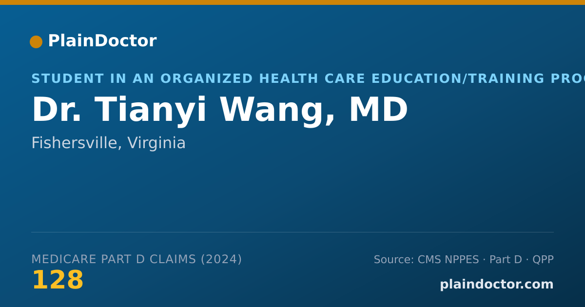 Shareable card for Tianyi Wang, MD - Student in an Organized Health Care Education/Training Program, Fishersville, VA