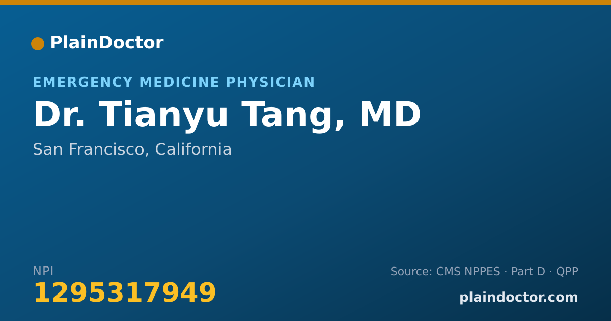 Shareable card for Tianyu Tang, MD - Emergency Medicine Physician, San Francisco, CA