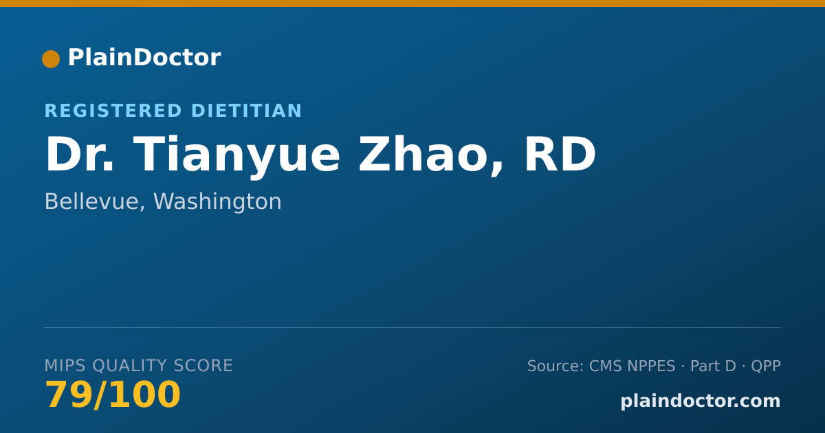 Shareable card for Tianyue Zhao, RD - Registered Dietitian, Bellevue, WA