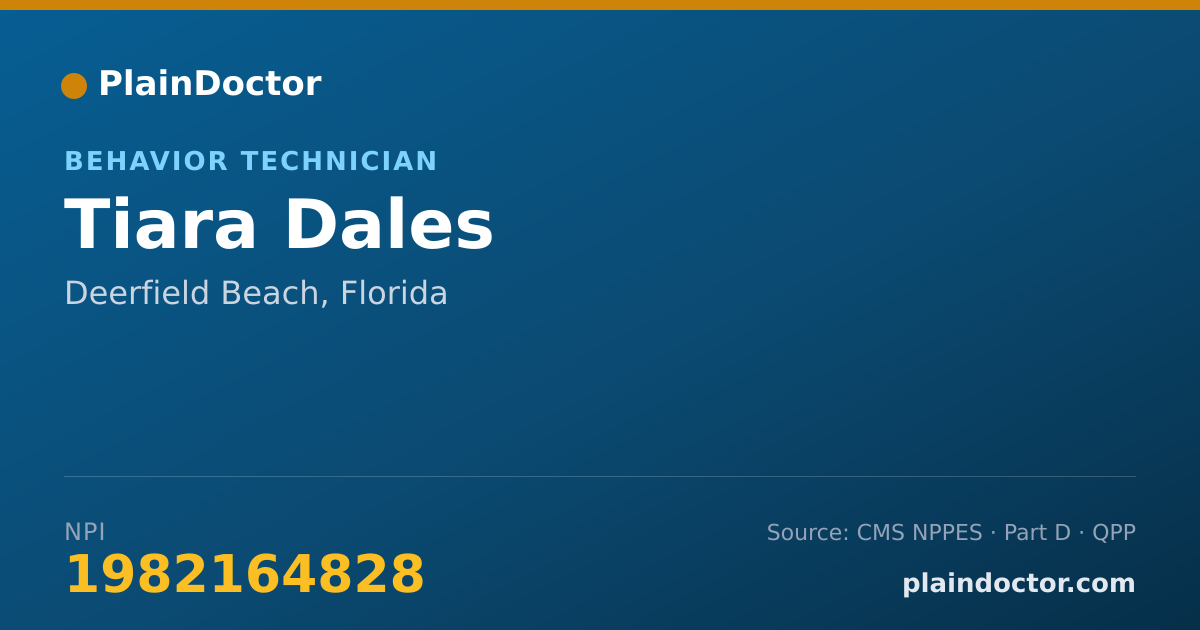 Shareable card for Tiara Dales - Behavior Technician, Deerfield Beach, FL