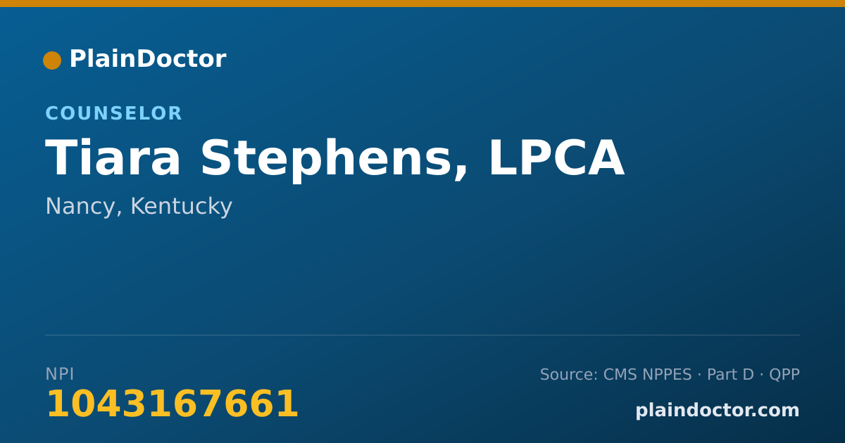 Shareable card for Tiara Stephens, LPCA - Counselor, Nancy, KY