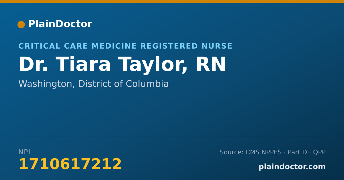 Shareable card for Tiara Taylor, RN - Critical Care Medicine Registered Nurse, Washington, DC