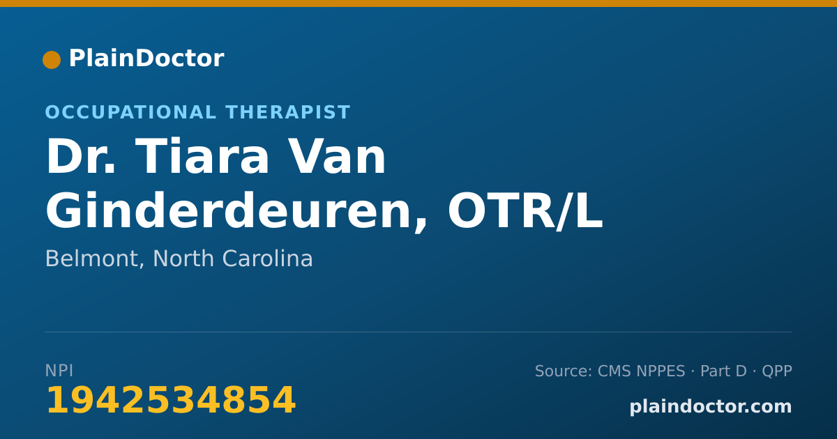 Shareable card for Tiara Van Ginderdeuren, OTR/L - Occupational Therapist, Belmont, NC