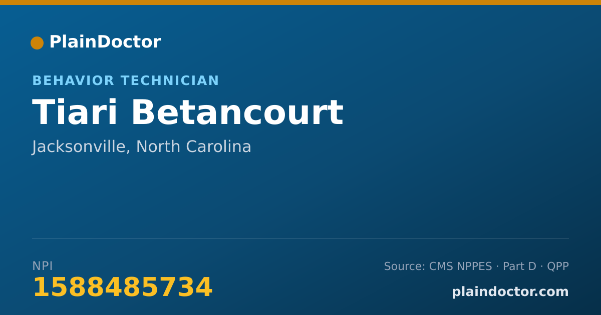 Shareable card for Tiari Betancourt - Behavior Technician, Jacksonville, NC