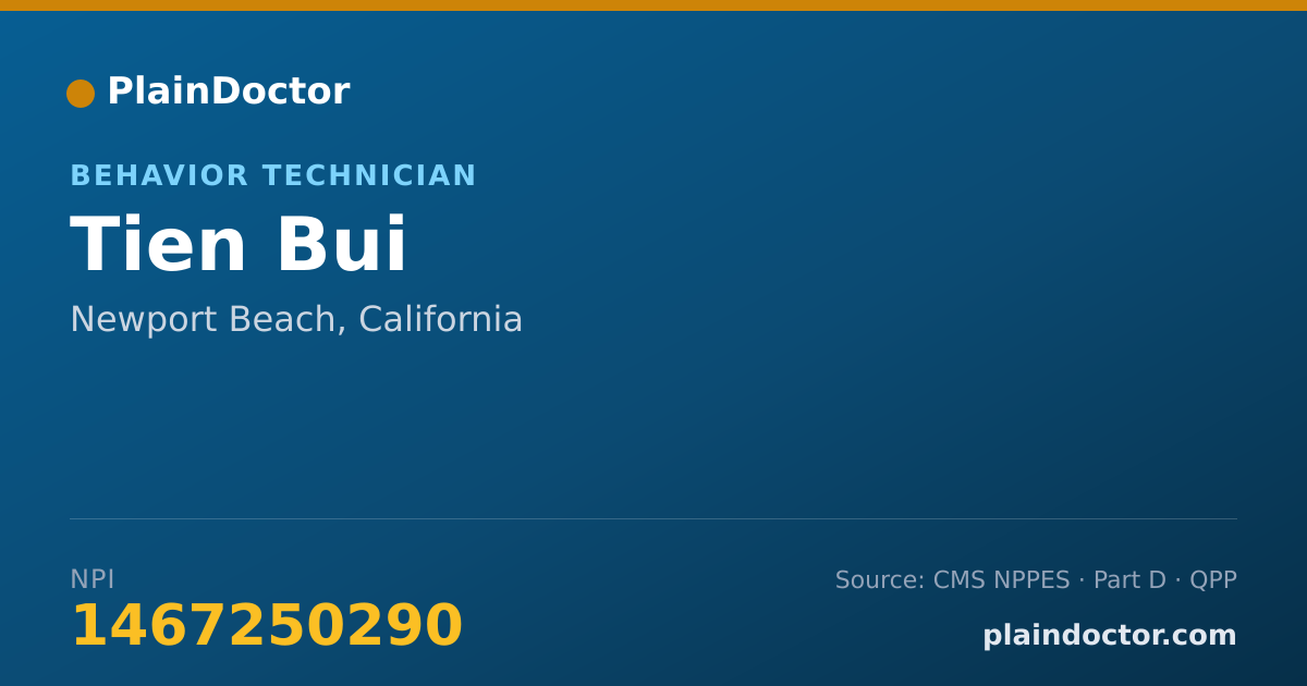 Shareable card for Tien Bui - Behavior Technician, Newport Beach, CA