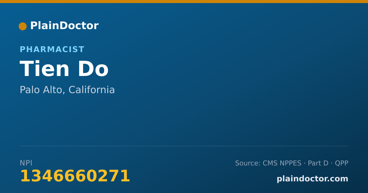 Shareable card for Tien Do - Pharmacist, Palo Alto, CA