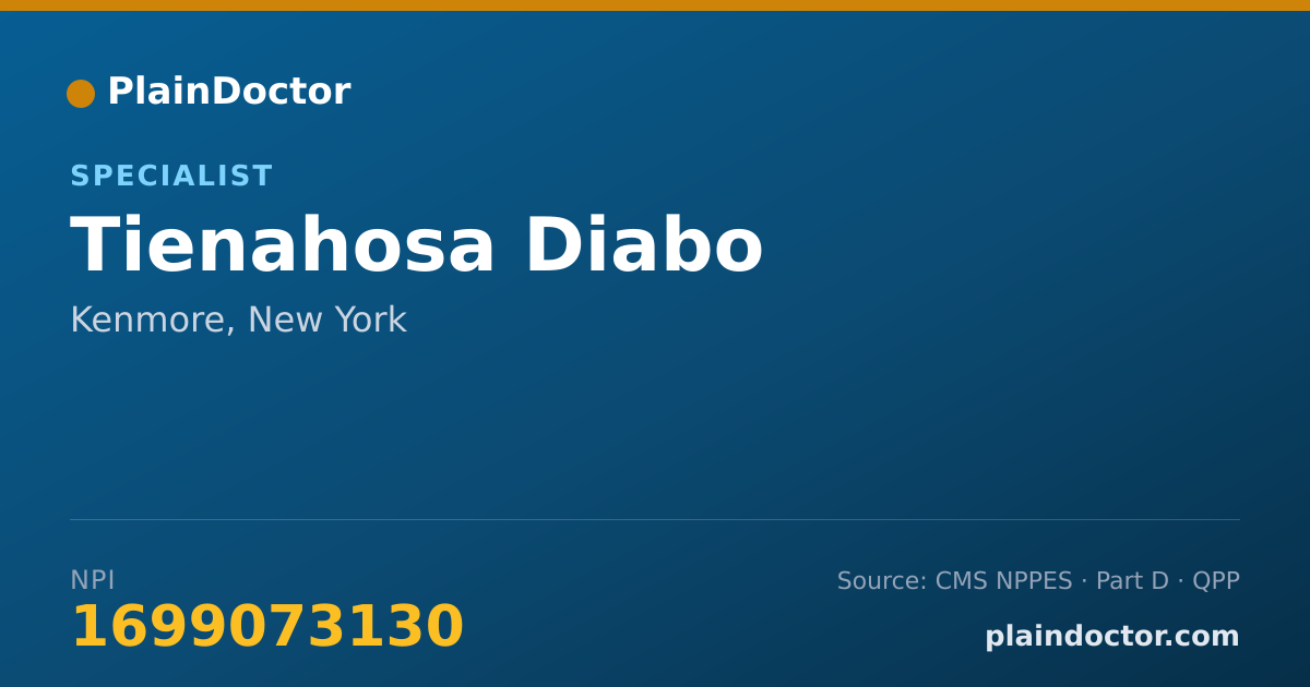 Shareable card for Tienahosa Diabo - Specialist, Kenmore, NY